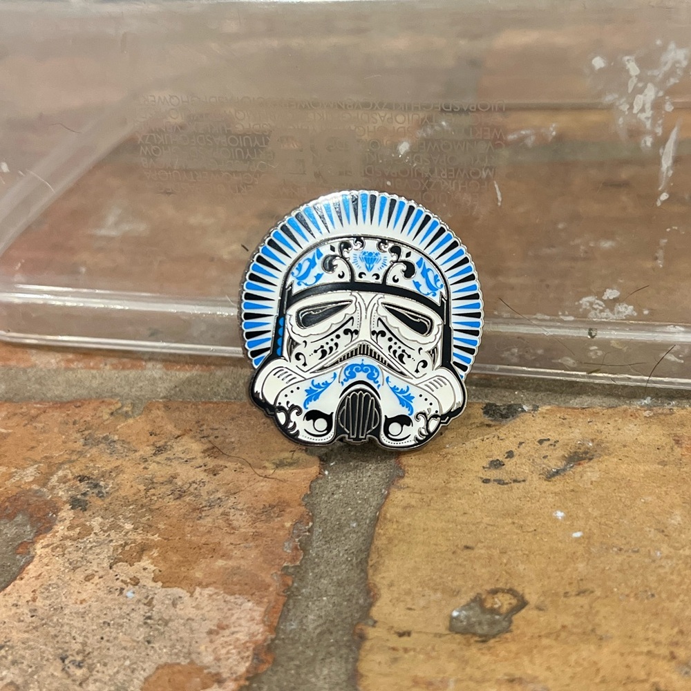 Blue stormtrooper sugar skull pin